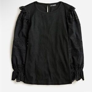 Jcrew Ruffle-trim eyelet top in vintage rib NWOT